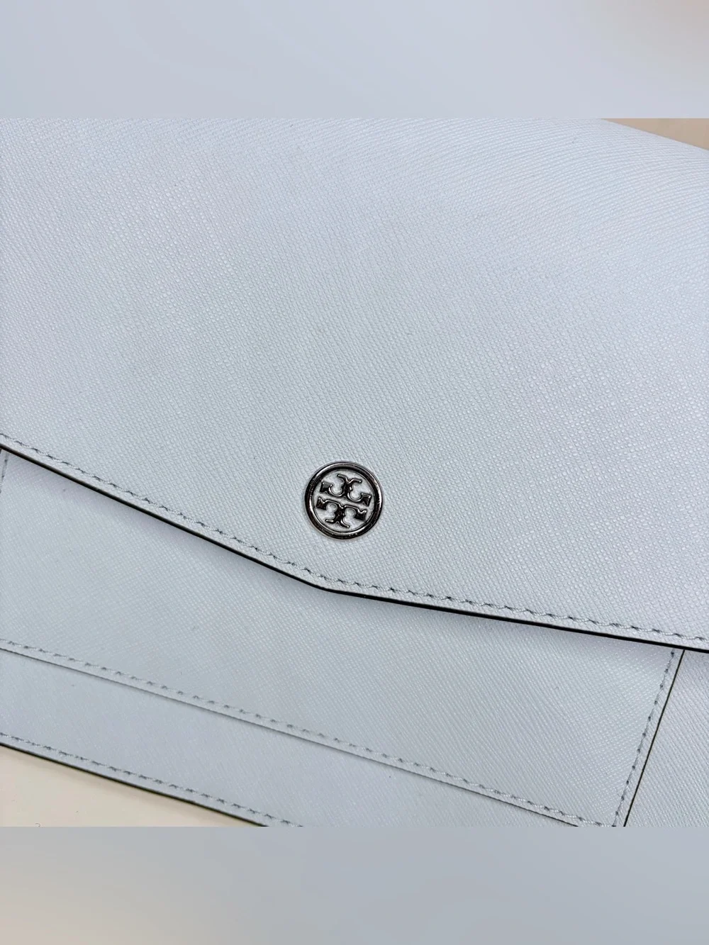 Tory Burch Robinson Convertible Pale Blue‎ Leather Crossbody
